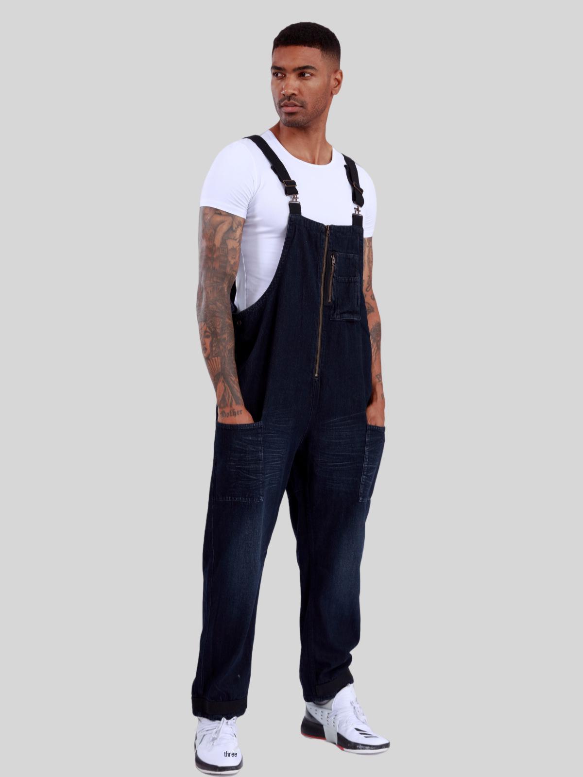 

Мужской джинсовый комбинезон Nishi Takumi 2025 в стиле ретро, с потертостями, прямого кроя 3XL глубокий/синий