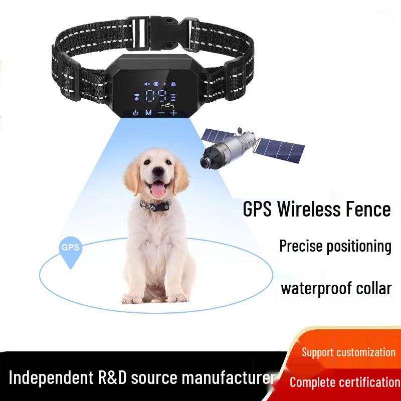 

Умный водонепроницаемый GPS беспроводной забор для собак и тренировочный ошейник чёрный