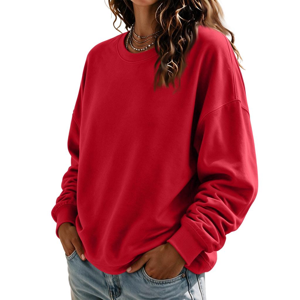 Women's Crewneck Sweatshirt Long Sleeve Color Casual Top for Everyday Wear
