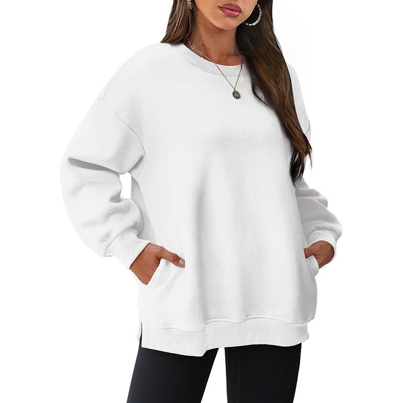 VEZFAA Moda dame ocazional primăvară toamnă imprimeu culoare uni cu mânecă lungă cu decolteu O bluze și cămăși