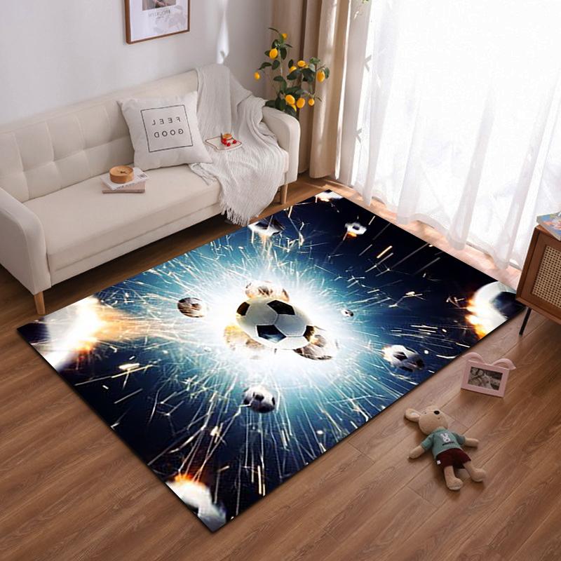 Soccer Ball Explosion Design Carpet, Modern Sports Style Floor Mat Suitable for use as an anti-slip for living room bedroom sofas