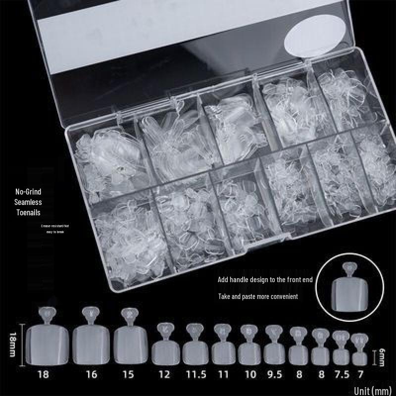 Seamless High-Transparency Toe Nail Tips - 504 Frosted, Thin Full-Cover Patches for Salon Use