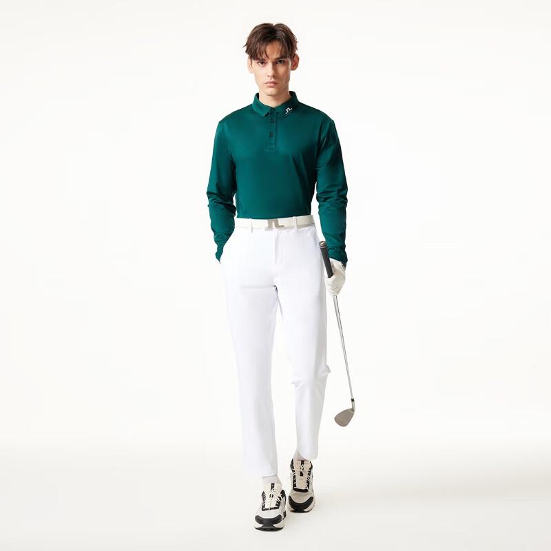 J.Lindeberg Men's Golf Lightweight Printed Long Sleeve Polo Shirt