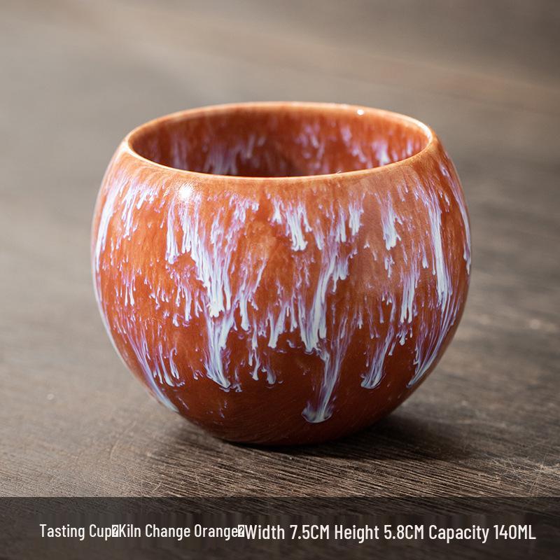 Kiln-Change Five Elements Ceramic Tea Cup Set with Tianmu Glaze