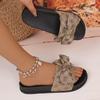 Large Thick Bottom Bow One Word Slippers for Women, Embroidered Beach Sandals, Slippers