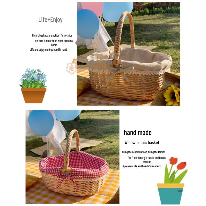 Yode Handwoven Wicker Picnic Basket Set