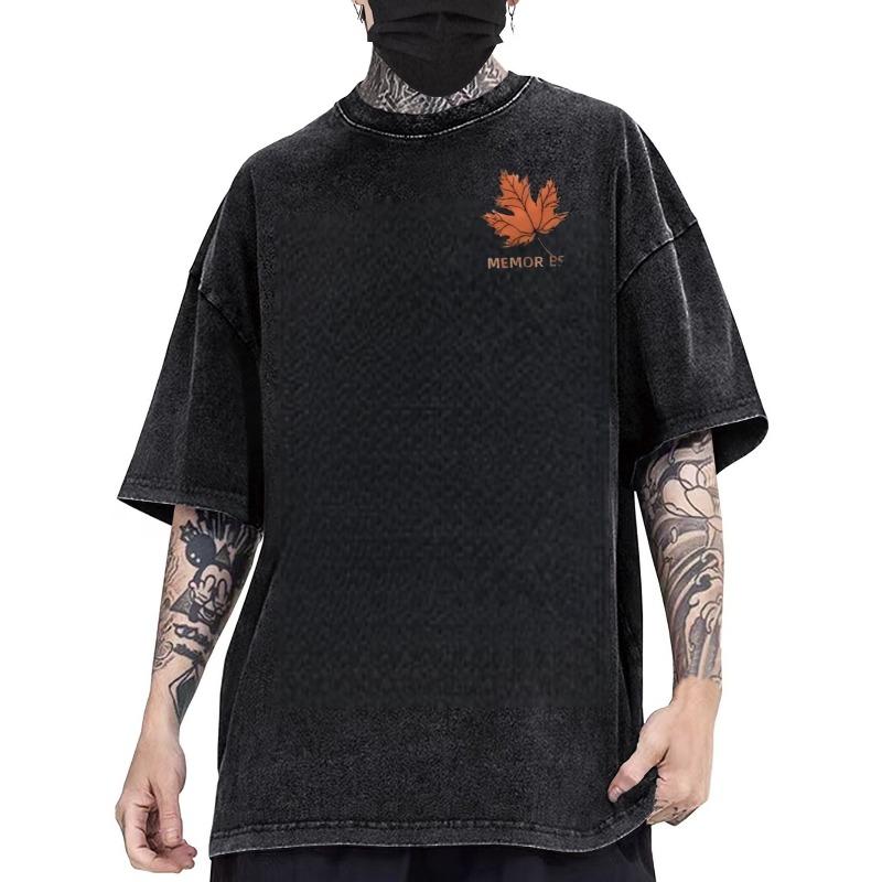 European Sizes Heavyweight Washed Men'S Vintage Graphic T-Shirt Streetwear Tee Outfits Urban Style Distressed Look Comfortable Fit Loose Fit Top