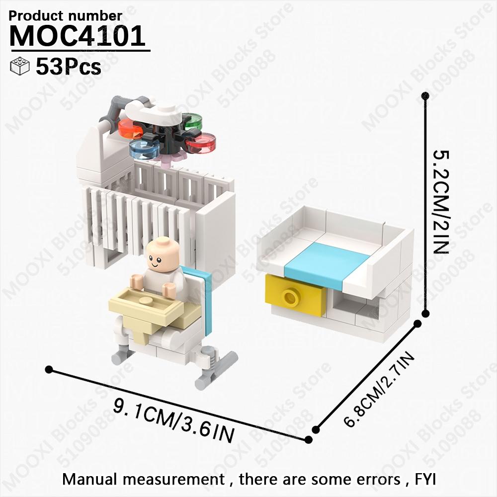 MOOXI City Room Baby Series Bedroom Bathroom Model Playing House MOC Brick DIY Assembled Building Blocks Montessori Toy Kid Gift