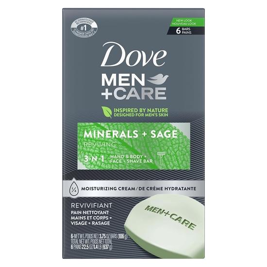 

Dove Men+Care Мыло для тела и лица, Минералы + Шалфей 4 унции, 6 штук