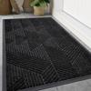 Front Door Mat Outside Entrance, Heavy Duty Sturdy Natural Rubber Doormat, Trap Dirt and Moisture, Easy Clean Low Profile Mats