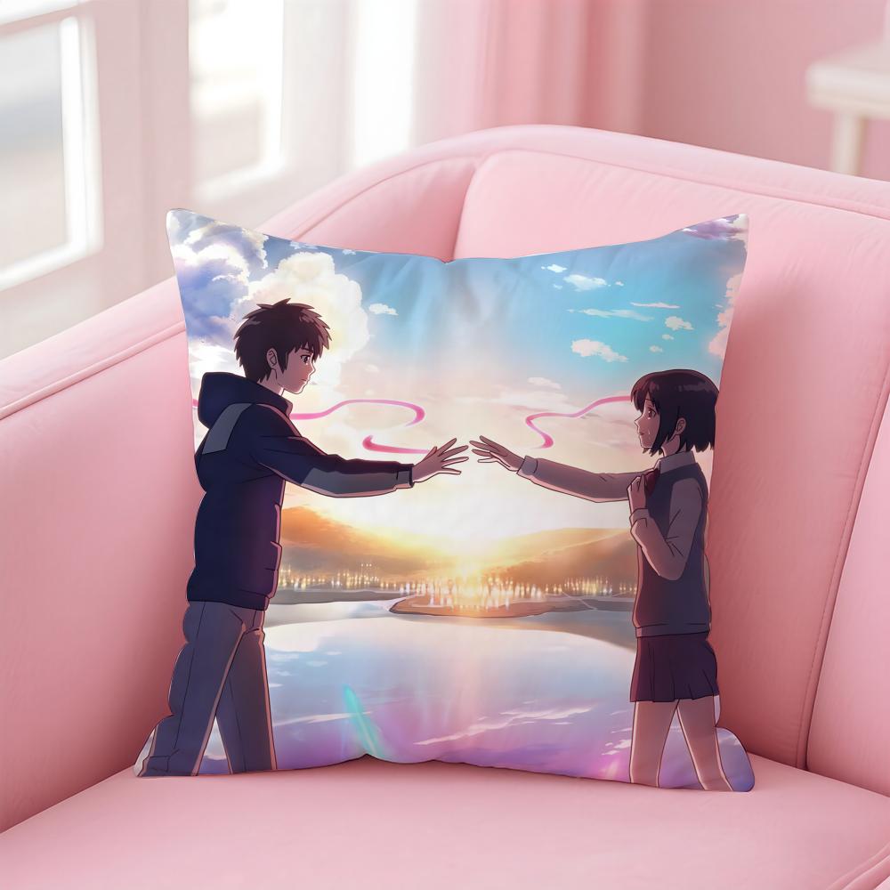 Anime YYou NameS Cushion Cover Pillow Case Soft Friendly Fabric  Concealed Zipper