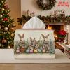 2D Flat 1pc, Tissue Box. Easter Egg Rabbit Pattern Napkin Dispenser, Reusable, Daily Desktop Tissue Organizer, Suitable for Kitchen Living Room Bedroo