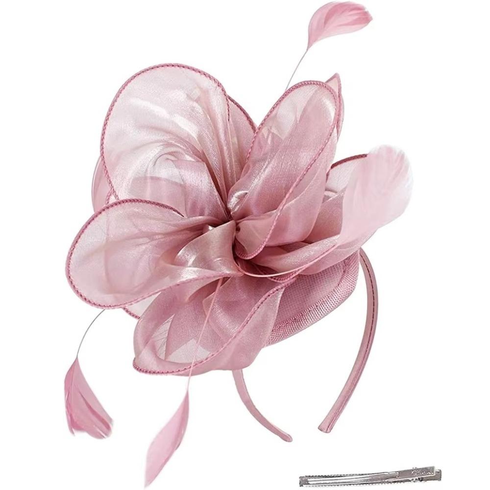 Elegante Organza-Feder-Kopfbedeckung Einfarbige Blume Feder Haarspange Hochzeitsdekoration