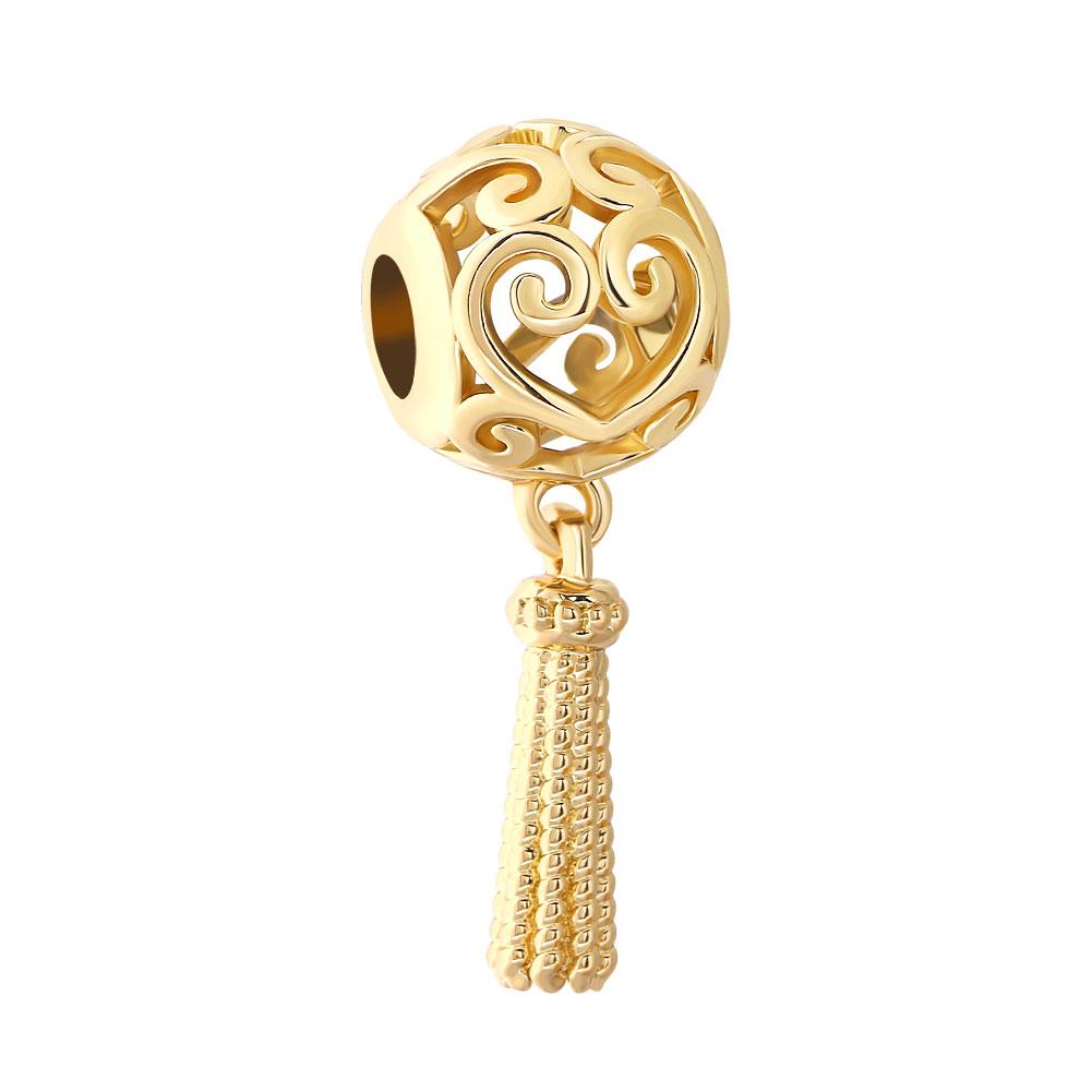 18K Gold Plated Pine Nuts Crown Charm Fit Original Bracelet Shining Bead Diy Women Jewelry Giftcopper Trinket Jewelry Gift