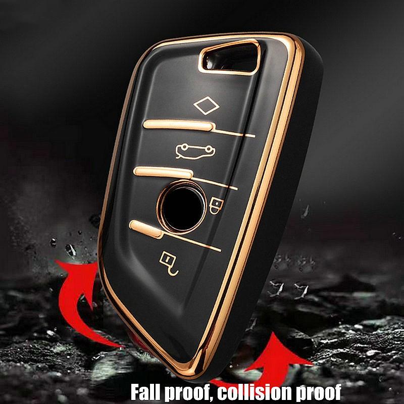 TPU Golden Edge Style Car Key Case Cover Shell Fob For BMW X3 X5 X6 F30 F34 F10 F20 G20 G30 G01 G02 G05 F15 F16 1 3 5 7 Series