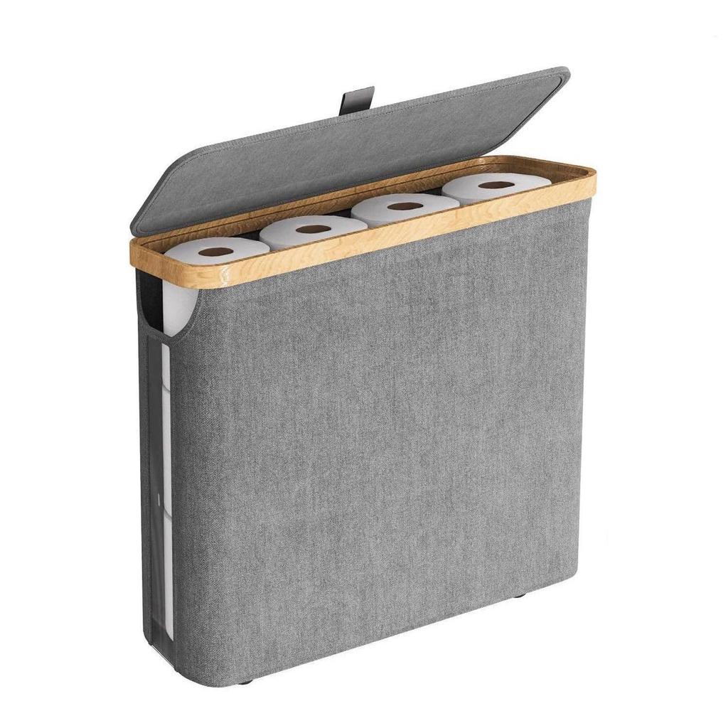 Składany bambusowy kosz na pranie z pokrywką - Bardzo duży kosz z tkaniny Oxford z wewnętrzną torbą