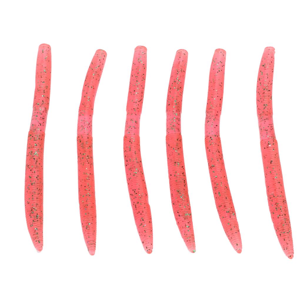 6szt/zestaw Robak Makaronowy Przynęta Wędkarska Odporna na Ugryzienia Miękka Przynęta Sztuczna z PVC Różowa
