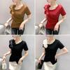 Slimming Irregular Summer 2024 Women's T-shirt: Trendy Foreign Style Short Sleeve Design