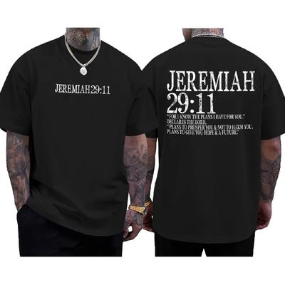 Christian Bible Verse Shirts for Men Jeremiah 29:11 Jesus God Religious Faith T Shirt Oversized Graphic Tees Tops