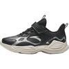 Kids Synthetic Leather Trendy Versatile Lightweight Shock Absorbing Low Top Running Shoes Men Sneakers Silver Black A12445577N-2