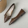Flat Bottom Pointed Single Shoes Women's Spring and Summer 2025 New Soft Leather Temperament Retro Soft Sole Commuter Shoes Women 6222-3