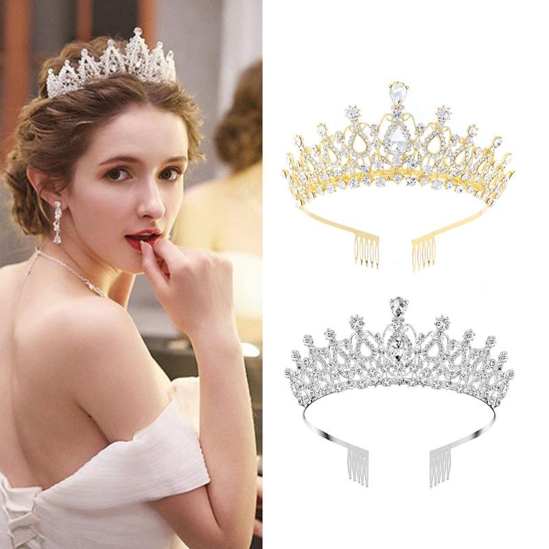 Couronnes et Tiaras en Cristal Couronne de Princesse Tiaras de Mariage pour la Mariée avec Peigne Bandeau Strass Tiare de Reine