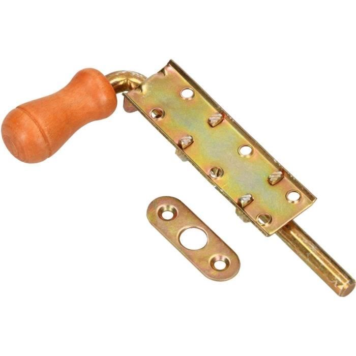 Lot de 2 verrous à ressort KOTARBAU Verrous de porte en acier galvanisé, résistant aux intempéries, poignée en bois, 150 mm
