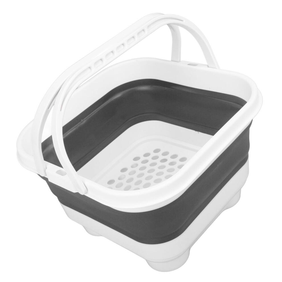 Foldable Bath Toy Organizer 30x28x18cm White+Black with Quick Drain