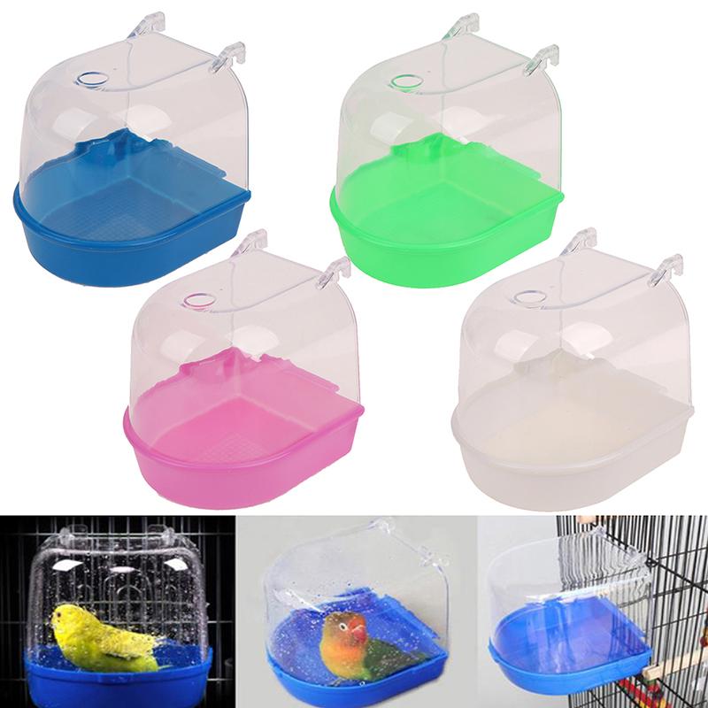 Pet Bird Bathtub Hanging Parrot Bathtub Bird Cage Accessories Bath Shower Box