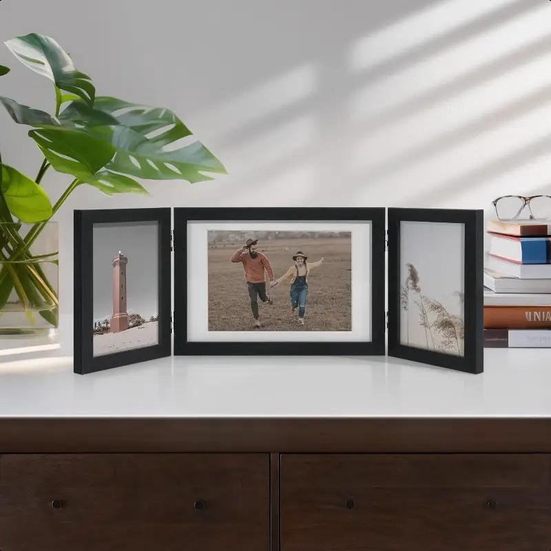 MDF Three-Fold Hinged Photo Frame (2 - 4x6" & 1 - 6x9") - Limited Stock!