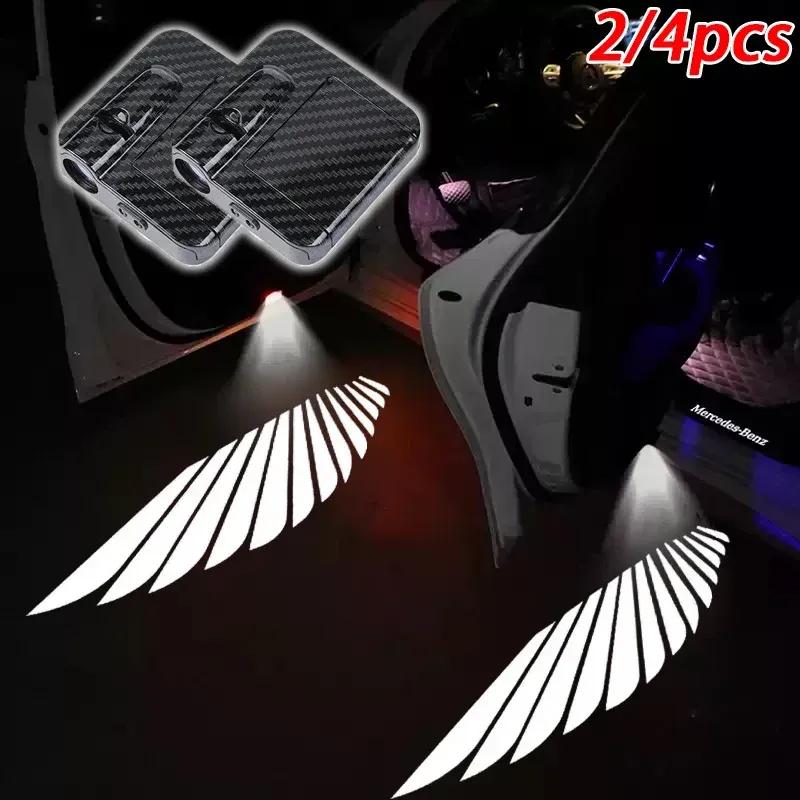 2/4PCS Angel Wings Door Welcome Light Car Atmosphere Lights LED Accessories Wireless Projection Car B7B1 Decorative Lights