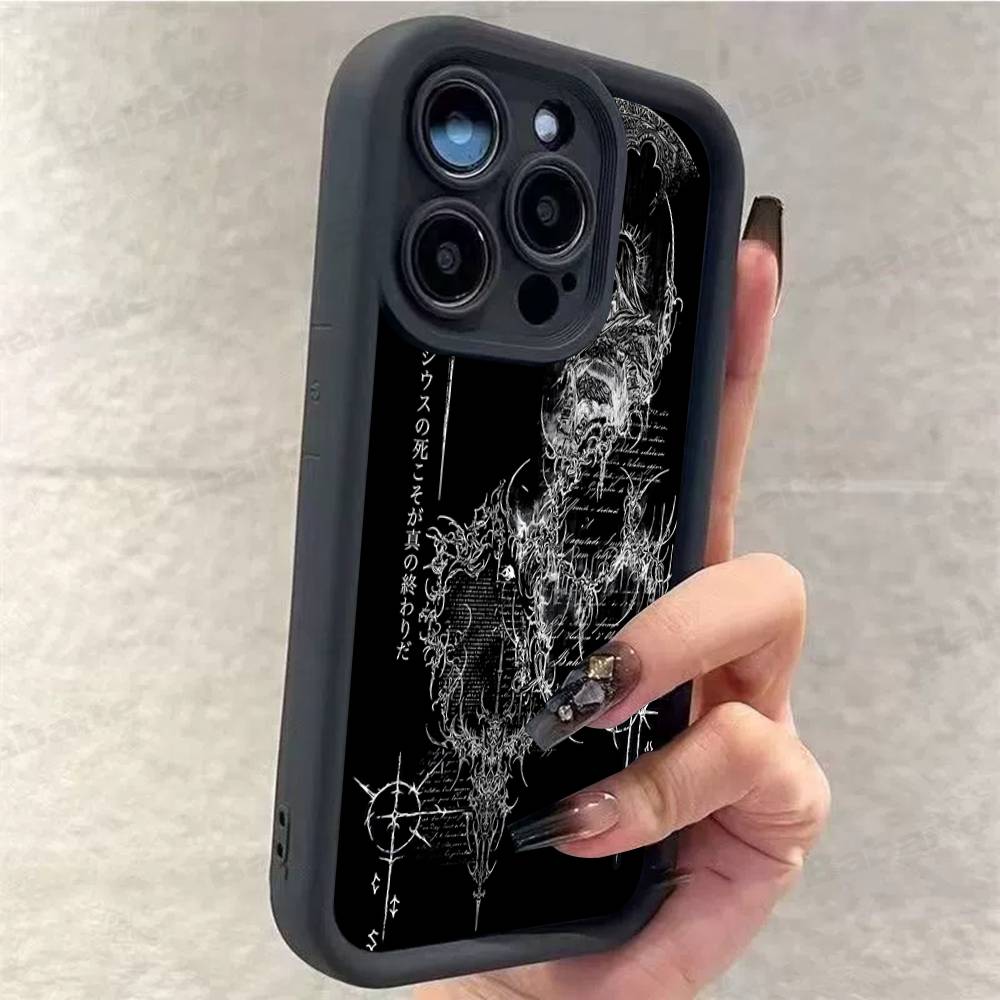 Gothic Cyber Sigil Cross Phone Case For iPhone 17 16 15 14 13 12 11 Pro Max 16E Plus INS Soft Cover