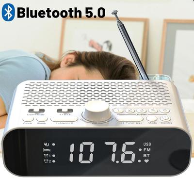 Radio FM portabil Difuzor Bluetooth 5.0 Player MP3 cu afișaj digital LED Suport U Disk Ceas alarmă dublu Memorie de oprire