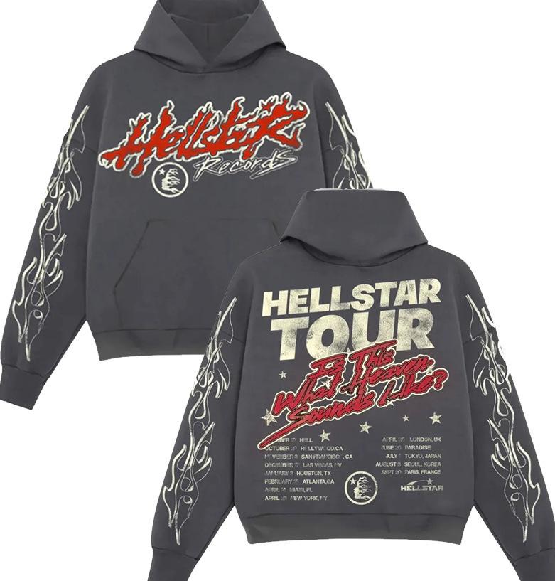 2026 Hell Star Hoodie Y2K Sweatshirt Street Punk Harajuku Oversized Unisex Hip Hop Pullover S grau