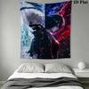 Tokyo Ghoul Wall Tapestry Aesthetic Wall Hanging Printed Fabric Blanket Decorative Tapestries for Bedroom Living Room Home Decor
