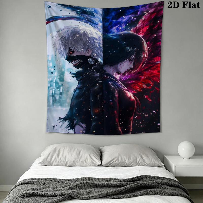 Tokyo Ghoul Wall Tapestry Aesthetic Wall Hanging Printed Fabric Blanket Decorative Tapestries for Bedroom Living Room Home Decor