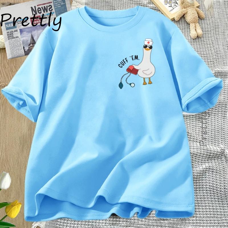 Funny Goose Nurse TShirt Silly Goose Graphic T Shirts Casual Cotton Short Sleeve Tshirt Women Clothing Harajuku Loose Nurse Day