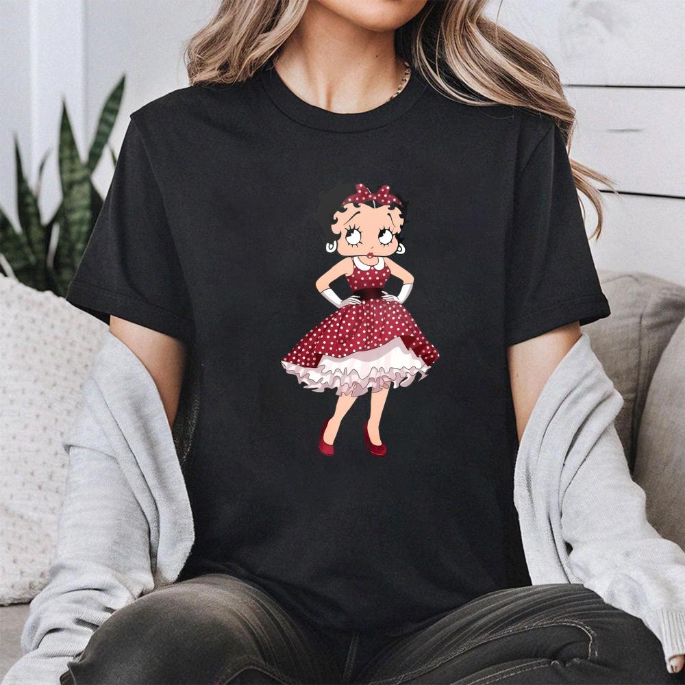 Vintage Betty Boop Cartoon Theme Graphic TShirt Classic Retro Girl Women Cotton Short Sleeve Betty Boop Lover Gift Clothing