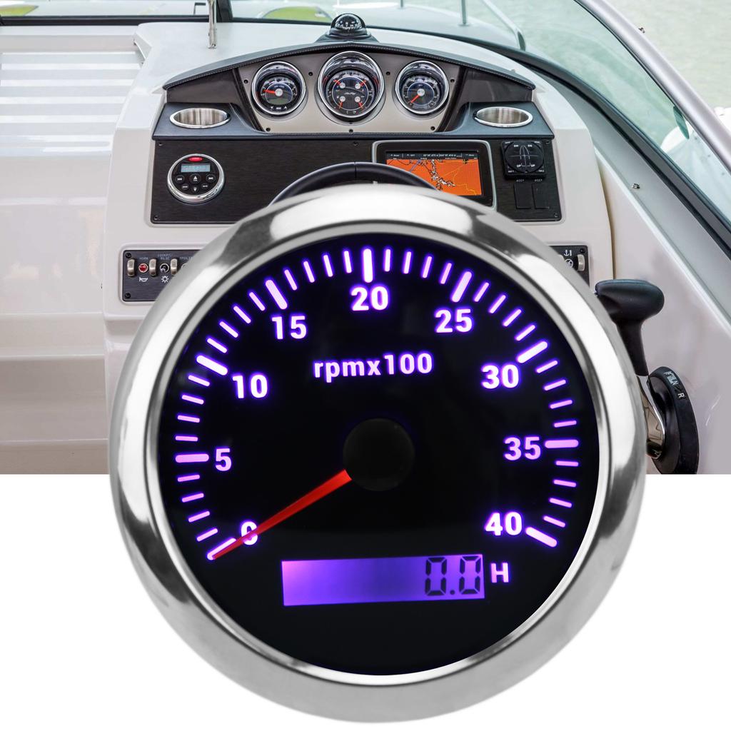 85mm Tachometer Gauge 4000RPM IP67 Waterproof with 7 Color Backlight for Car Boat RV Yacht