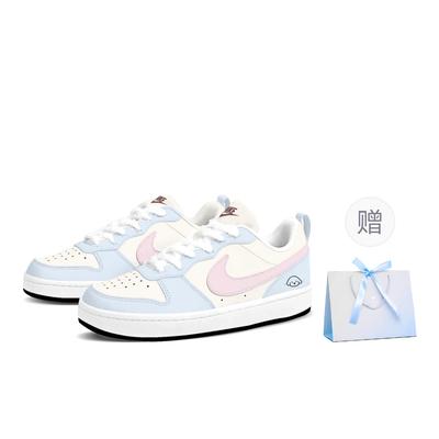 Court Borough Milk Blue Puppy Low Top Skateboard Shoes Women's Blue Pink FV8120-141(Team1121-)