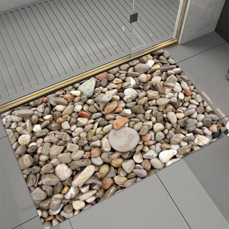 3D Pebble Toilet Decorative Floor Mat Absorbent Bathroom Floor Mat Diatom Mud Floor Mat Absorbent Floor Mat Toilet 40*60CM