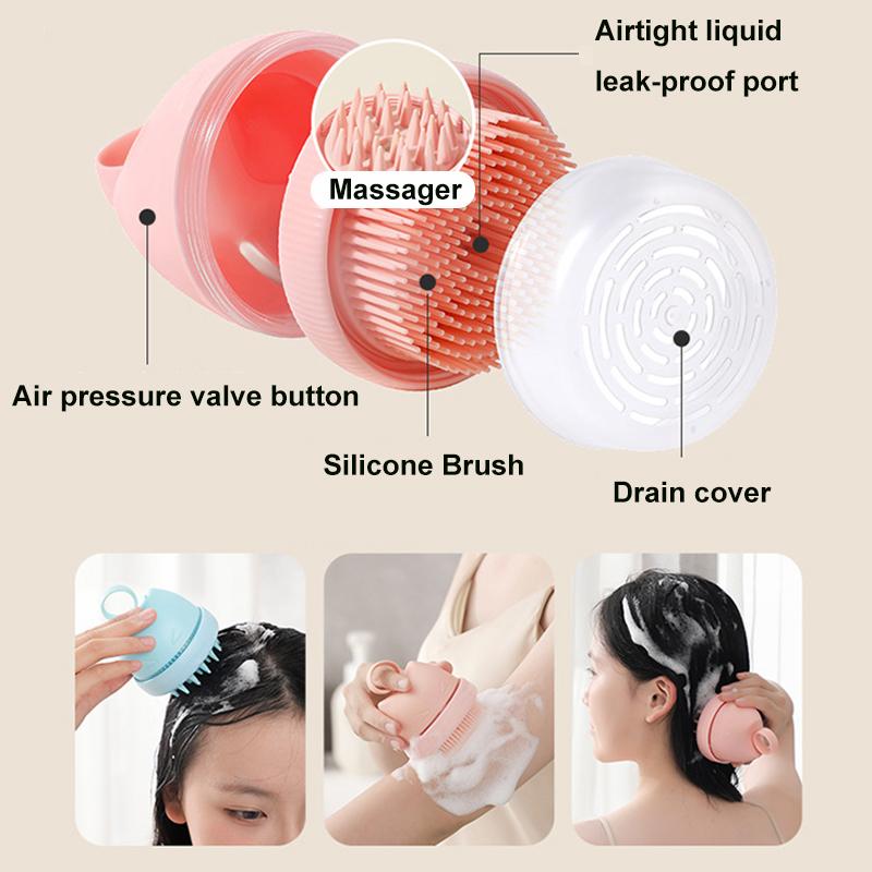 Silicone Shampoo Head Scalp Massage Brush Silicone Body Brush Hair Washing Comb Bath Spa Shower Brush Add Liquid Bathing Brush
