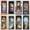 77/90cm Self-Adhesive Door Stickers Removable Wall Sticker Scenery Wallpaper Stone Stair Murals for Doors Modern Home Decor