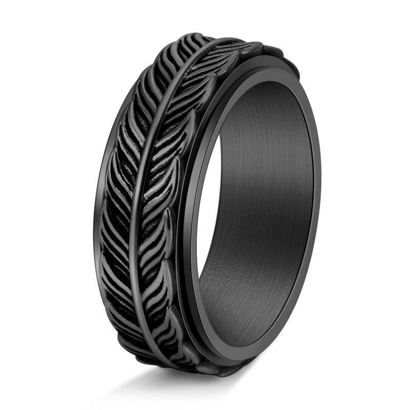 

Мужское кольцо из титановой стали с вращающимся рыбьим хвостом, винтажная модная бижутерия, трендовые аксессуары 13 чёрный