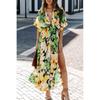 Printed Slim Dress2025 Summer European and American Women clothes New Sexy Fashion Print Split Dress