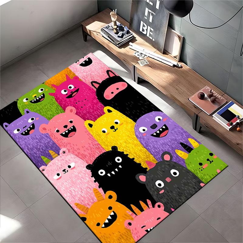 Colorful Cartoon Monster Print suitable as a non-slip mat for the living room or bedroom sofa