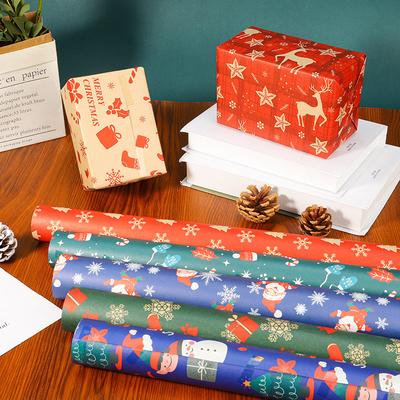 10/1 Stück Weihnachtspapier Weihnachtsmann Kraft Geschenkverpackungspapier Cartoon-Thema Weihnachten Party Festliche Mitgebsel 74*50cm