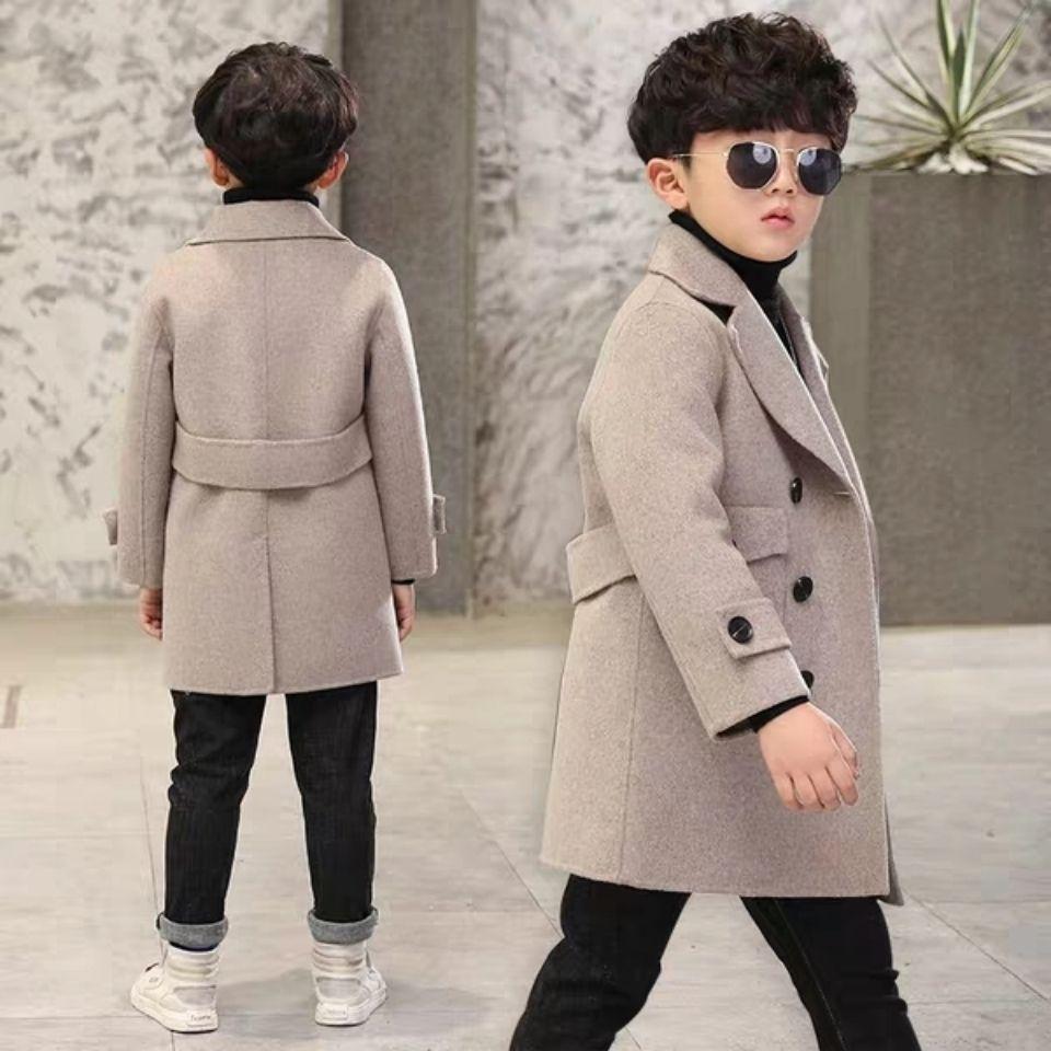 Children's Warm, Padded Jackets for Fall and Winter; Children's Thick, Fashionable, Casual Mid-Length Wool Coats