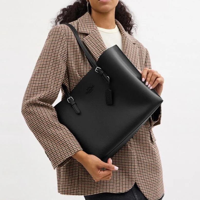 Coach Mollie Logo Zip Tote Bag Women Tote Bags Black CV968-SVBK