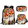 Popular Novelty Peculiar Fox 3D Print 3pcs/Set Pupil School Bags Laptop Daypack Backpack Inclined Shoulder Bag Pencil Case